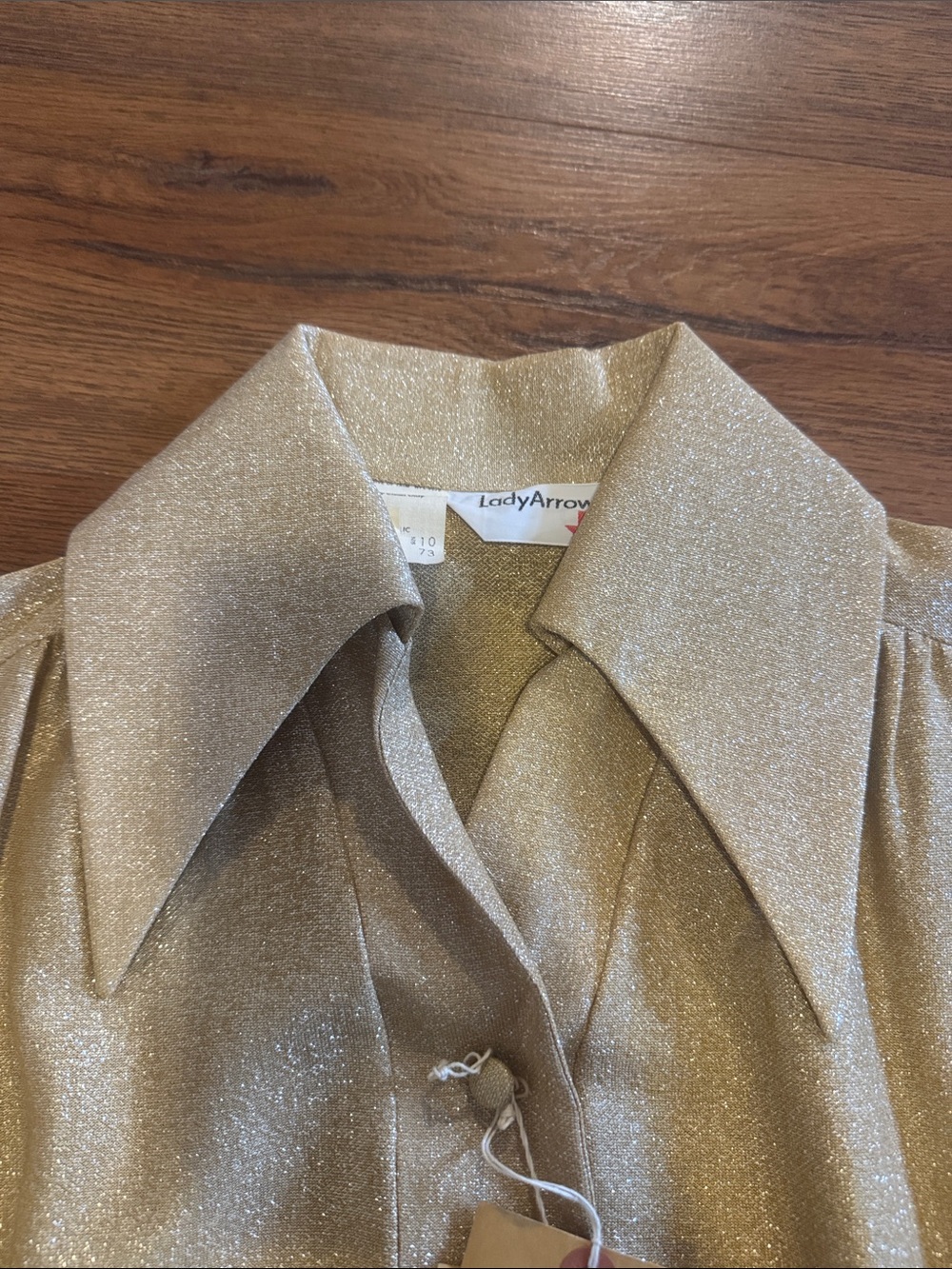 Vintage Metallic Gold Button-Up Shirt Jacket size 10 - Picture 6 of 7